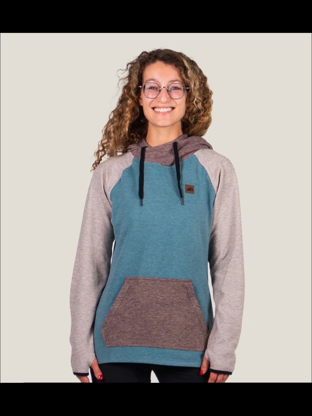 Belong Designs Women’s Torreys Fleece Hoodie Aqua/Burgundy Sz M Gorpcore Hiking